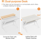 27.5 Inch White Computer Desk With Storage Shelves
