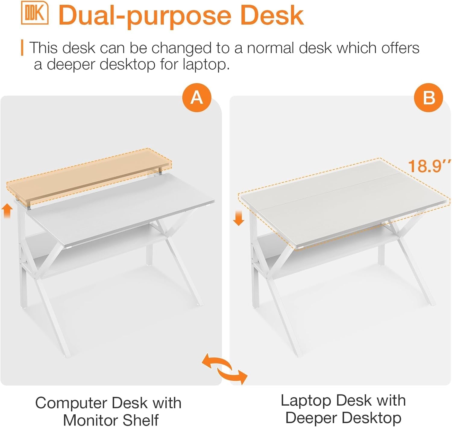 27.5 Inch White Computer Desk With Storage Shelves