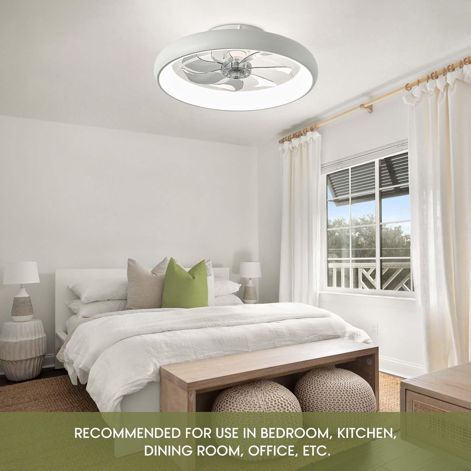 20 Inch Flush Mount Ceiling Fan With Smart Control