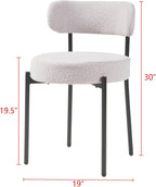 Round Upholstered Boucle Dining Chair Grey With Black Legs