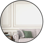 39 Inch Black Metal Framed Round Bathrrom Mirror for Wall