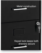Soho Two Drawer Vertical Letter File Cabinet Black With Key Lock 14 x