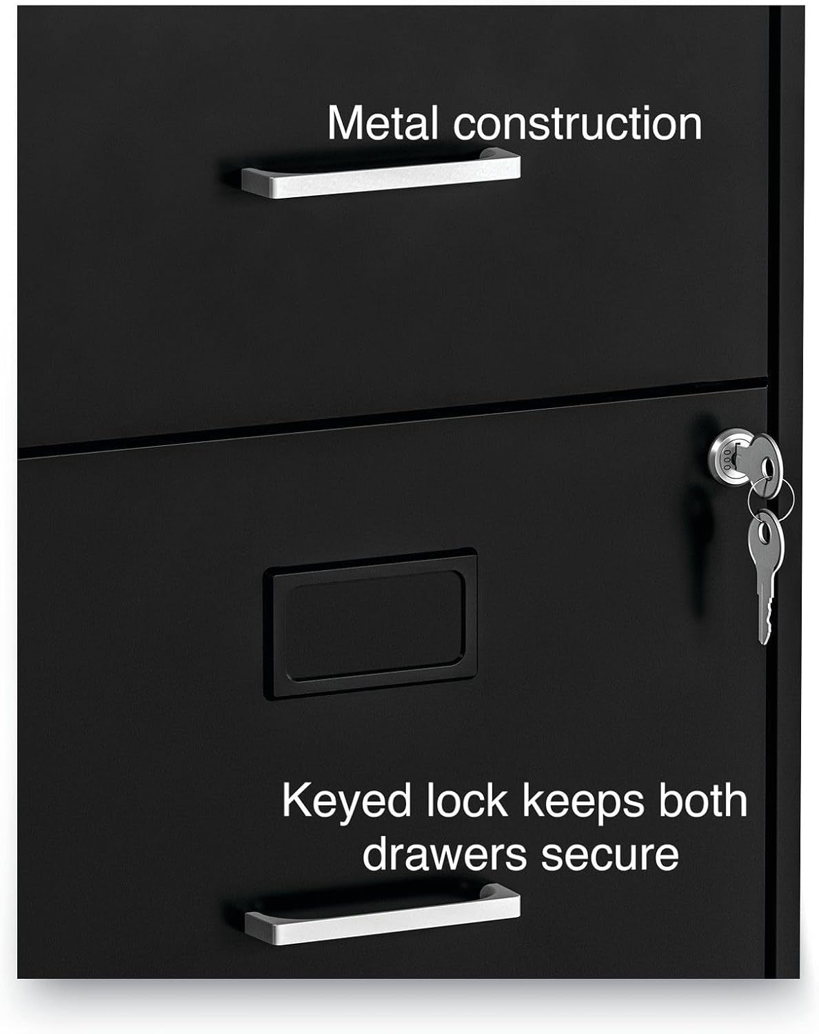Soho Two Drawer Vertical Letter File Cabinet Black With Key Lock 14 x