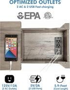 Farmhouse Slim End Table With USB Charging Station