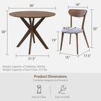 Round Dining Table Set 36 Inch With Cushioned Chairs