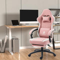 Pink Gaming Chair With Pocket Spring Cushion & Massage Pillow