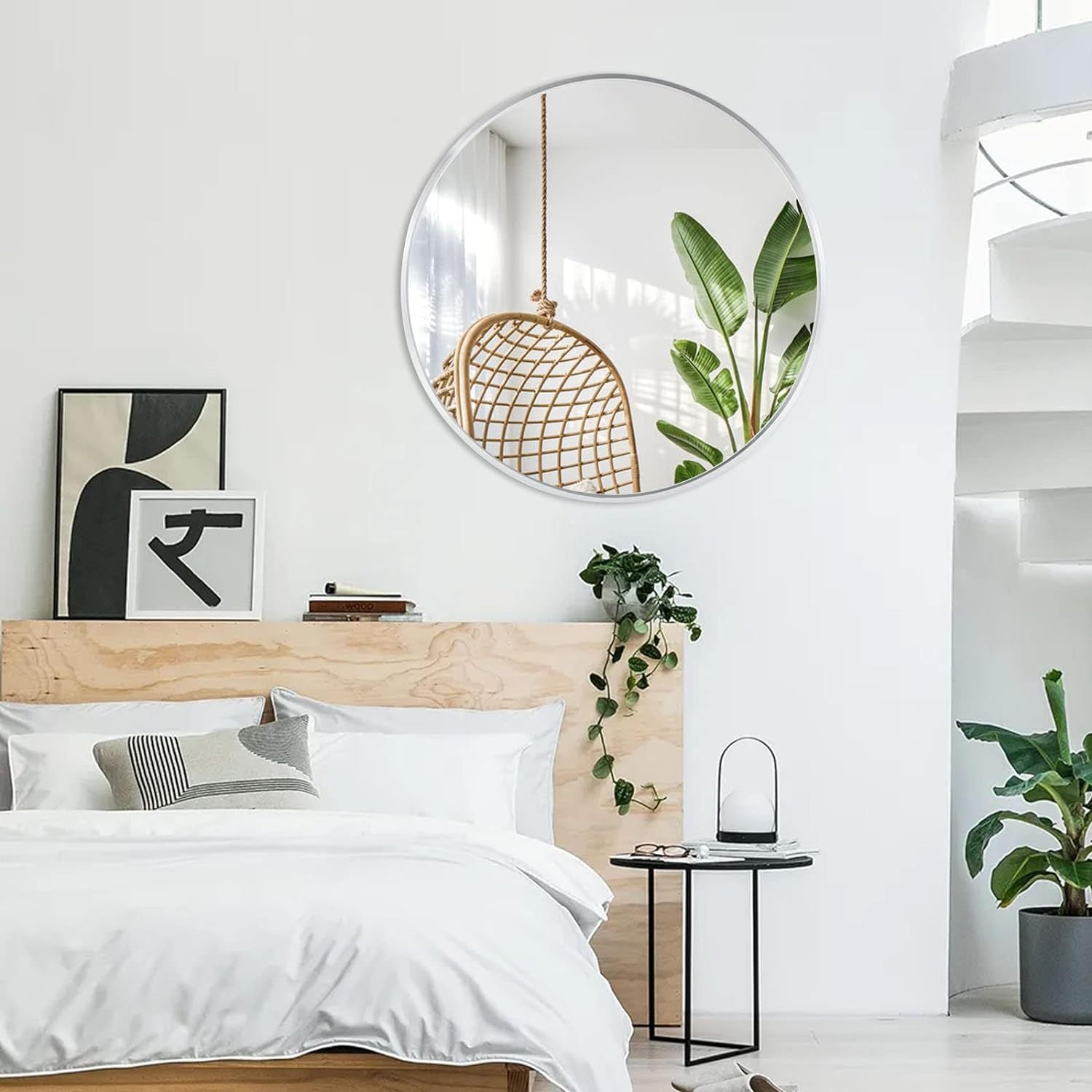 Silver Round Wall Mirror | 36 in.