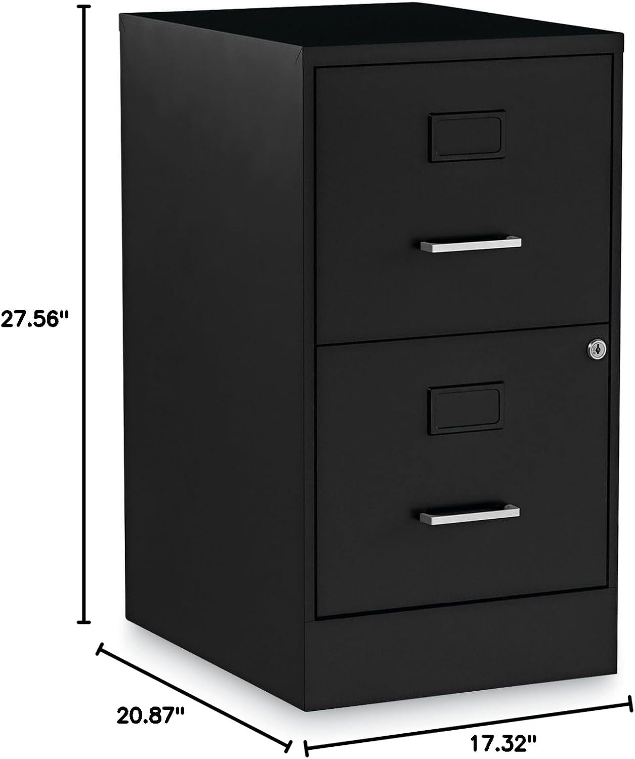 Soho Two Drawer Vertical Letter File Cabinet Black With Key Lock 14 x