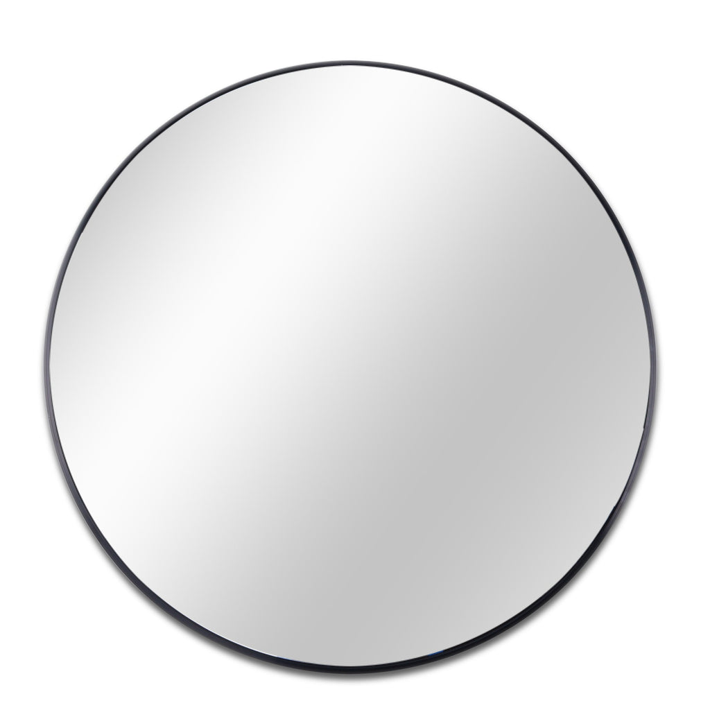 39 Inch Black Metal Framed Round Bathrrom Mirror for Wall