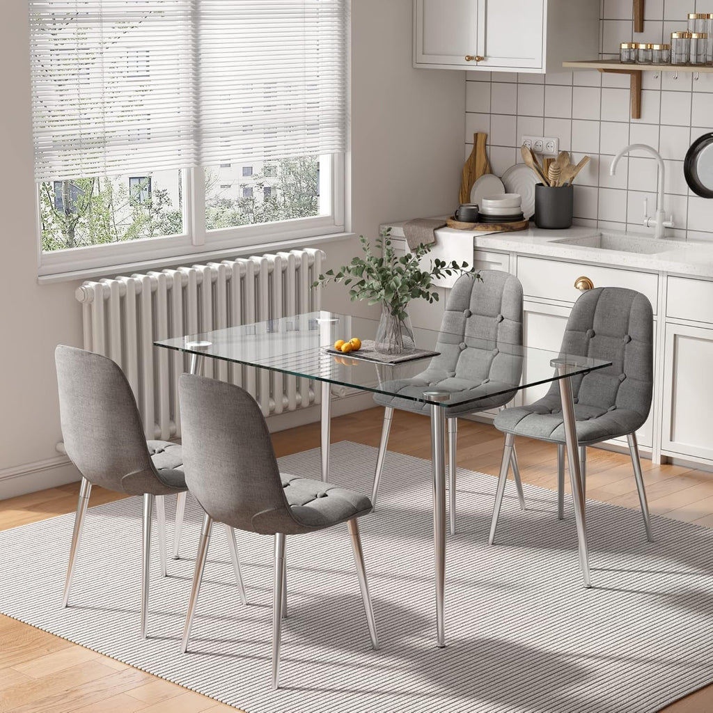 Glass Dining Table For 4 51 Inch Clear Top For Home