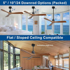 52 Inch Low Profile Ceiling Fan With Remote Indoor Outdoor