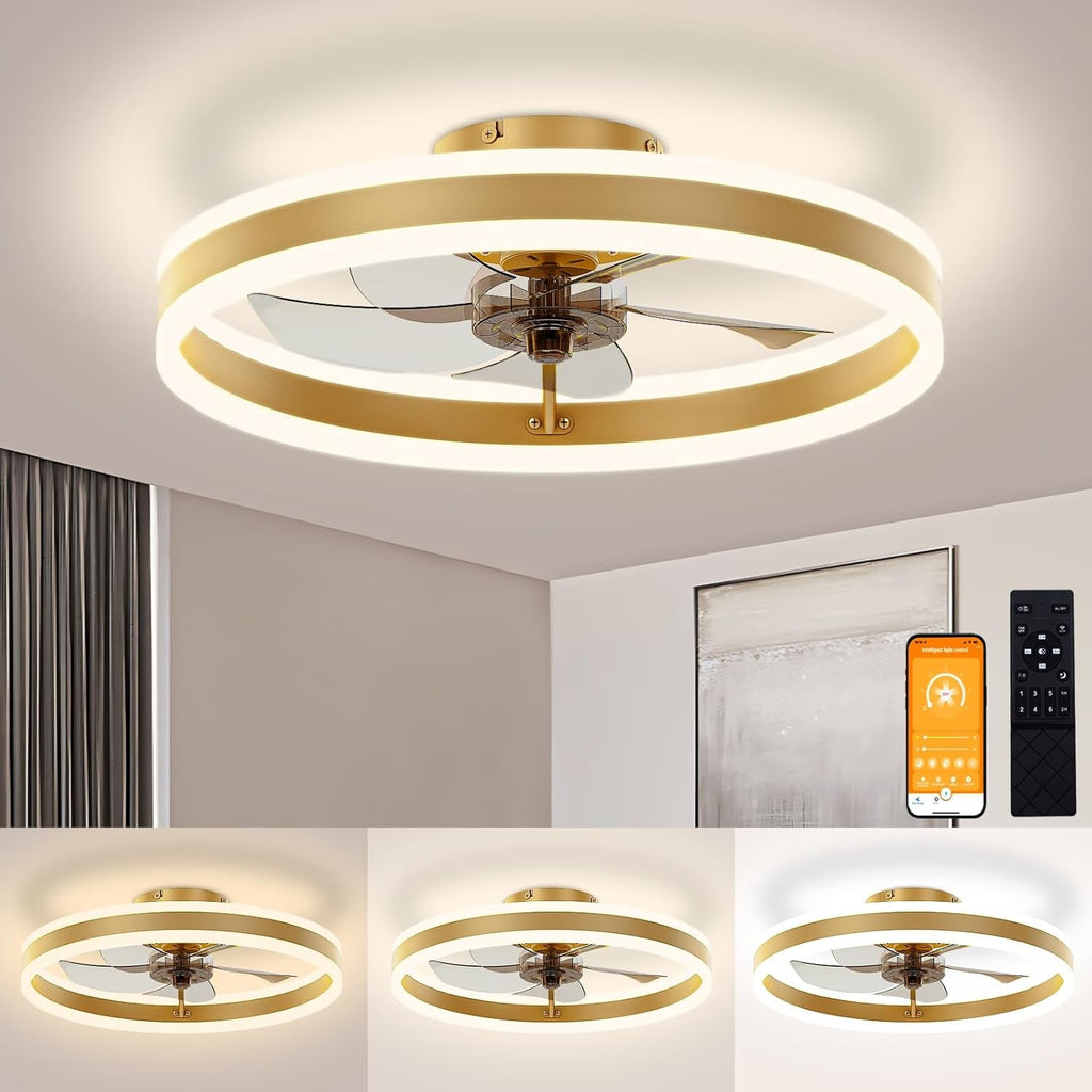 19.7In Low Profile Ceiling Fan With Remote And Dimmable LED