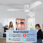 52 Inch Smart Low Profile Ceiling Fan With Remote Control