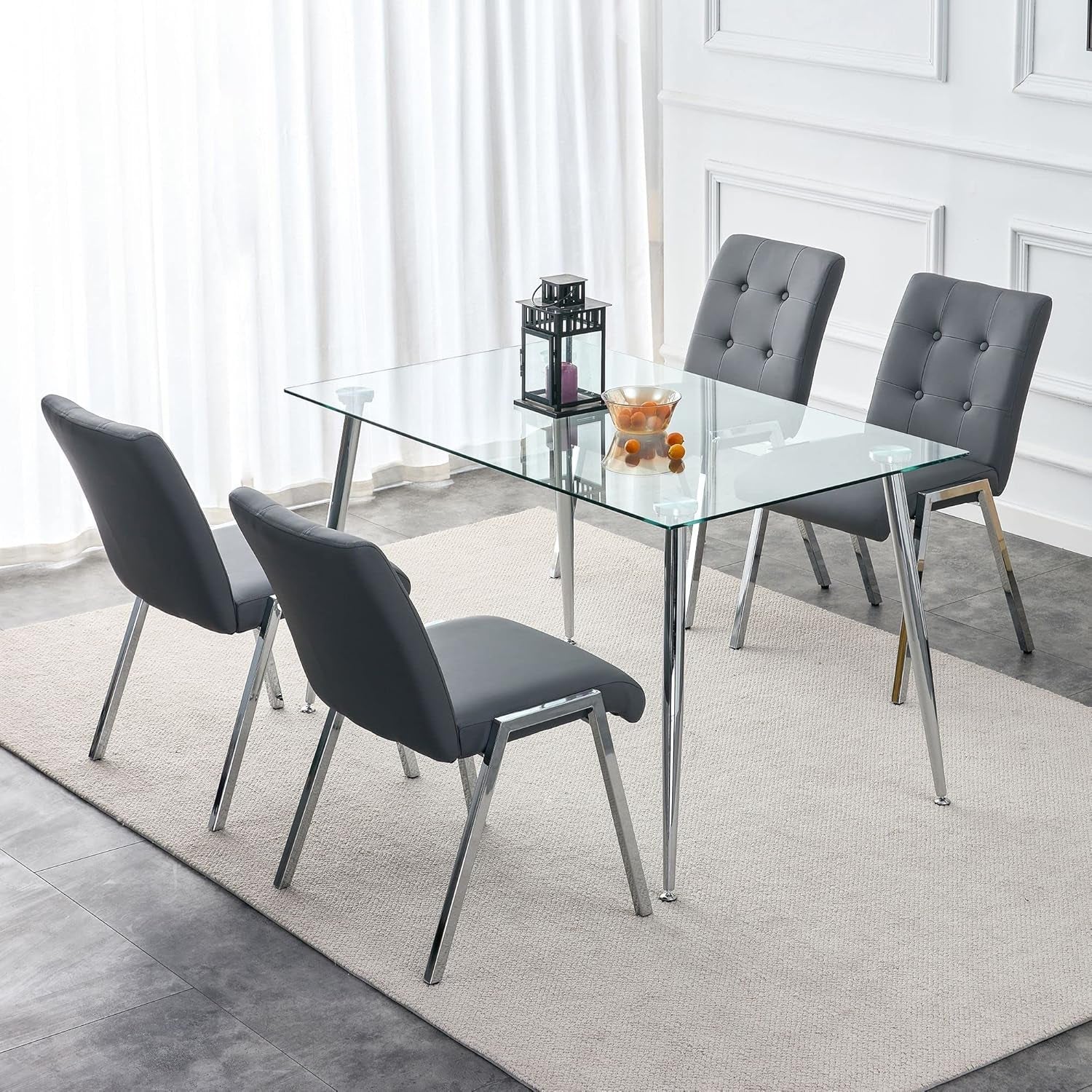 Glass Dining Table For 4 51 Inch Clear Top For Home