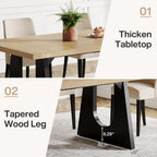 Oak And Black Rustic Dining Table 70.9 Inch For 6 To 8 People