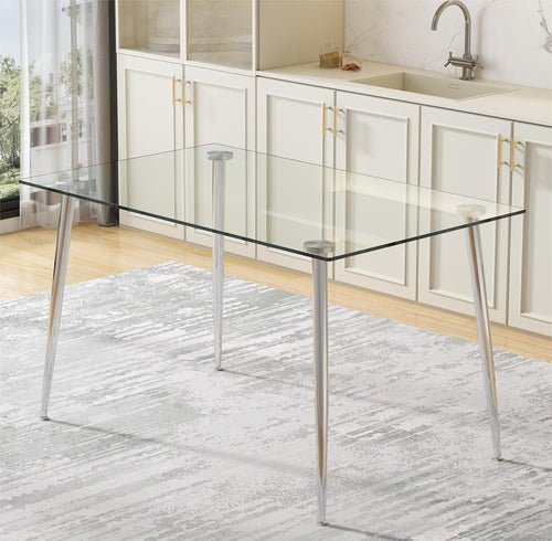 Glass Dining Table For 4 51 Inch Clear Top For Home