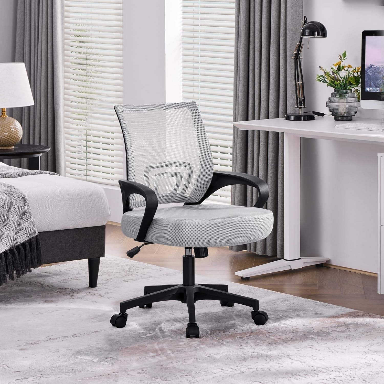Grey Ergonomic Mesh Office Chair With Lumbar Support