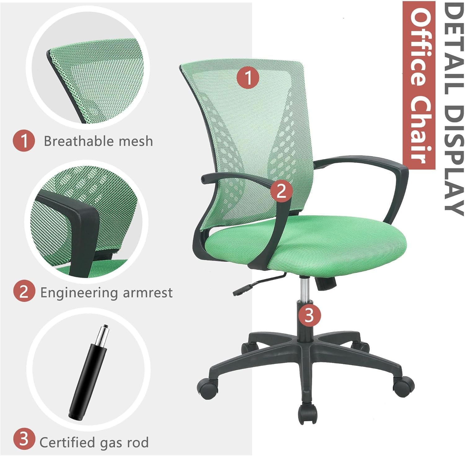 Green Ergonomic Mesh Office Chair With Lumbar Support
