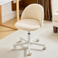 Armless Teddy Fleece Office Chair With Wheels – Creamy Beige