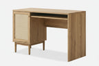 Adjustable Rattan Desk — With Hidden Storage & Shelves