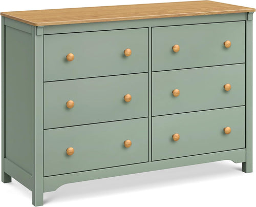 Shea Six Drawer Dresser Light Sage And Honey For Nursery