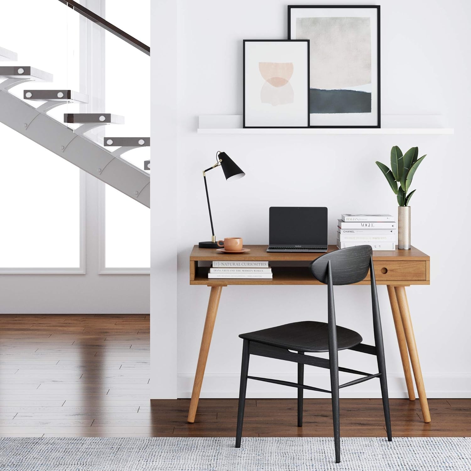 Parker Walnut Home Office Desk With Storage Cubby And Drawer