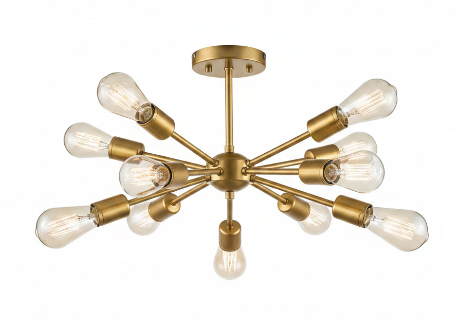 Gold Sputnik Chandelier Semi Flush Mount Ceiling Light