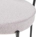 Round Upholstered Boucle Dining Chair Grey With Black Legs