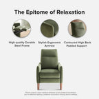Arthur Olive Green Velvet Recliner Chair With 3 Positions