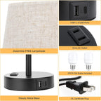 Set of 2 Mini Bedside Lamps With USB C And AC Outlets