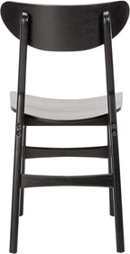 Retro Black Wood Dining Chair Set Of 2 For Home Dining