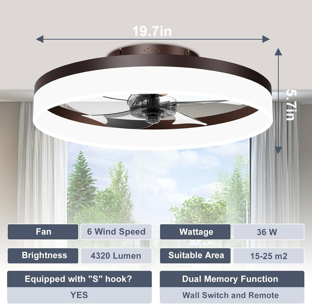 Smart Bladeless Ceiling Fan With Remote And LED Lights