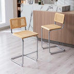Rattan Bar Stools Set Of 4 24 Inch Yellow For Home
