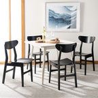 Retro Black Wood Dining Chair Set Of 2 For Home Dining