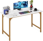 47 Inch Computer Desk Gold Metal Frame Modern Home Office Desk