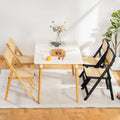 Black Rattan Folding Dining Chairs — Mid Century Set of 2