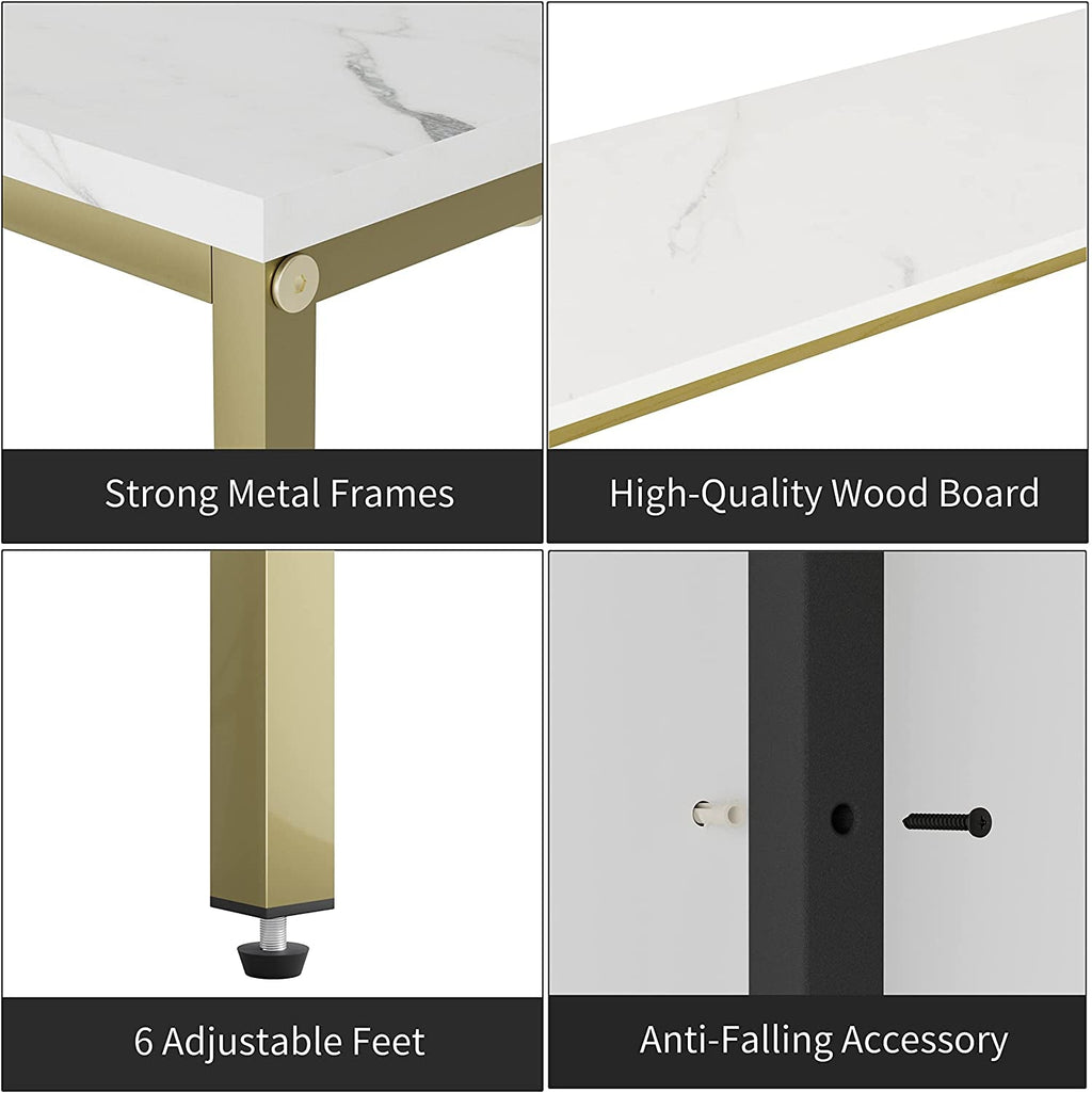 Gold Frame Console Table With Power Outlet And USB Ports