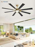 Black & Gold 72 Inch Ceiling Fan — 6-Speed Remote & LED Light