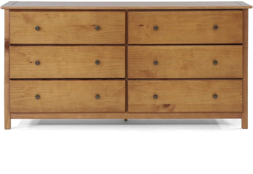 Shaker Style 6 Drawer Dresser With Solid Walnut Finish