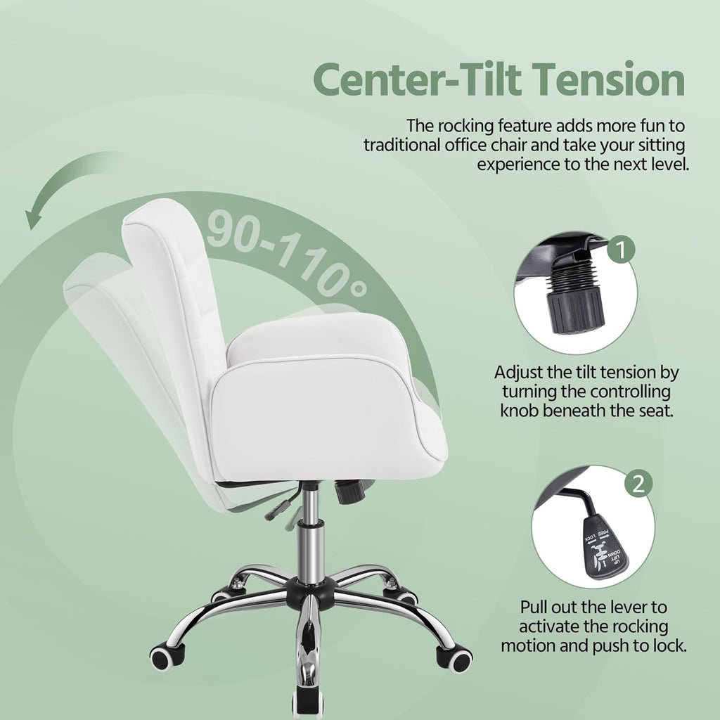 Ergonomic White Office Chair Adjustable