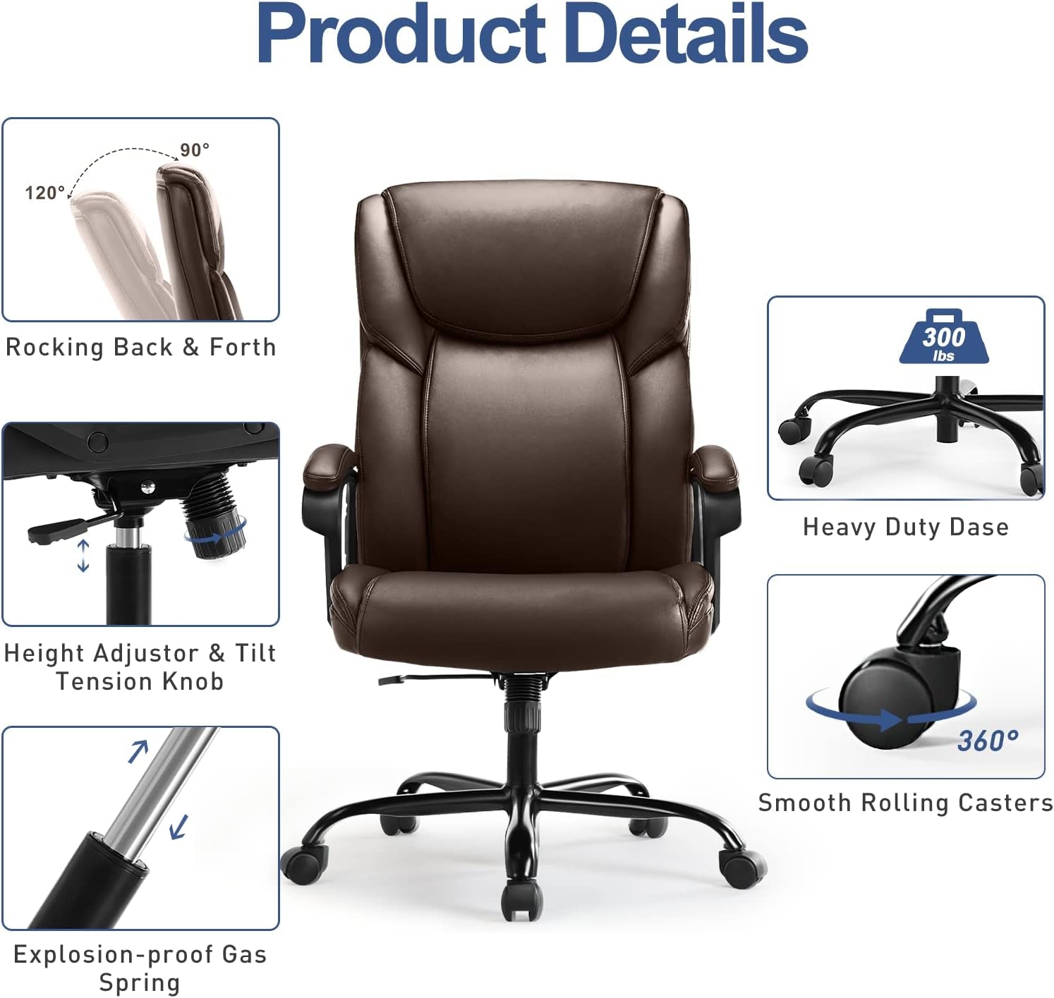 Ergonomic Leather Executive Office Desk Chair