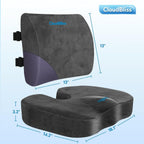 Ergonomic Memory Foam Seat Cushion Grey For Office Chair