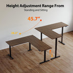 L Shaped Electric Standing Desk 63 By 55 Inch Dark Walnut
