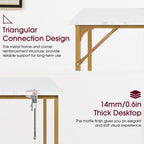 47 Inch Computer Desk Gold Metal Frame Modern Home Office Desk