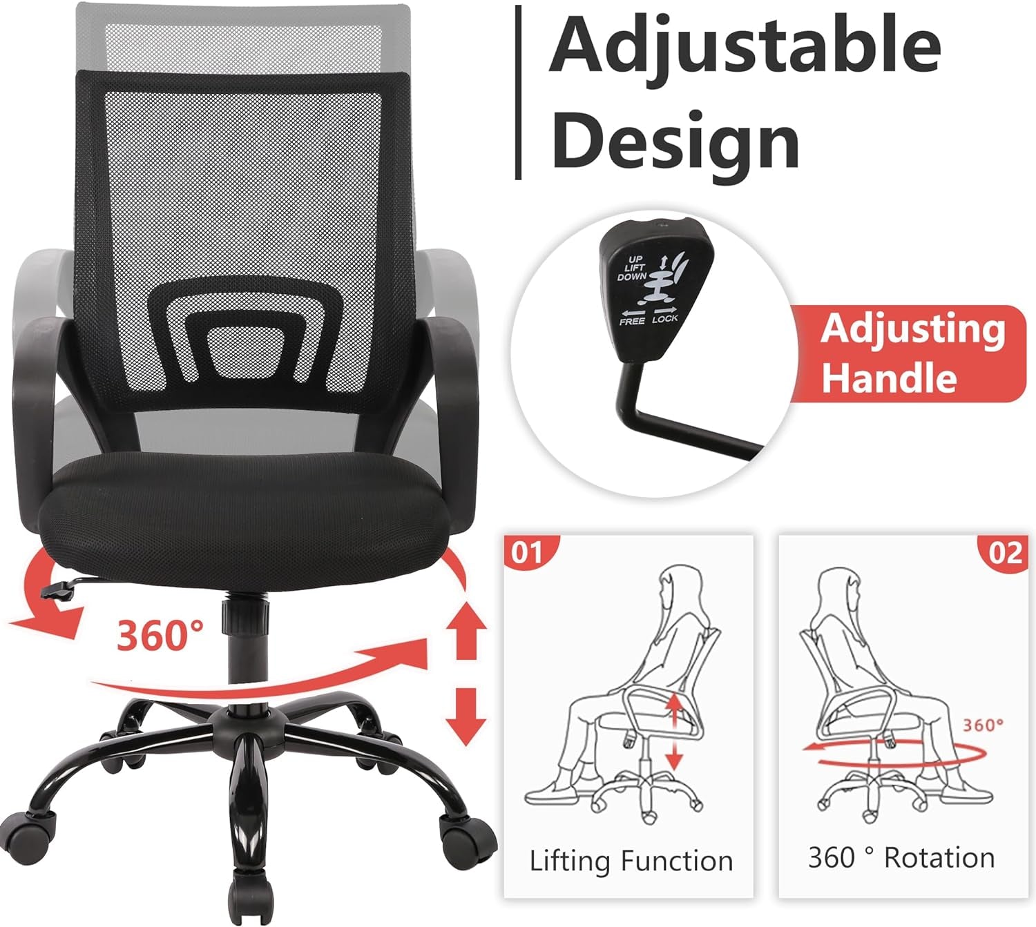 Ergonomic Black Office Chair With Lumbar Support