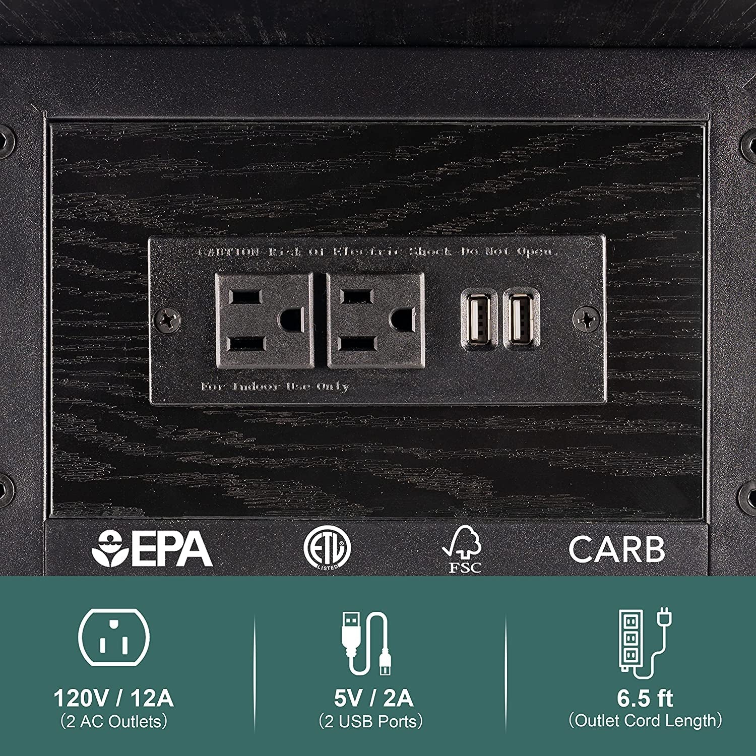 Slim Charging End Table With USB Ports And Outlets