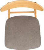 Dining Chair Set Of 2 With Grey Cushions And Natural Wood