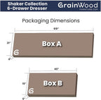 Shaker Style 6 Drawer Dresser With Solid Walnut Finish