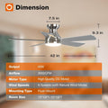 42 Inch Ceiling Fan With Dimmable LED Light – Remote Control
