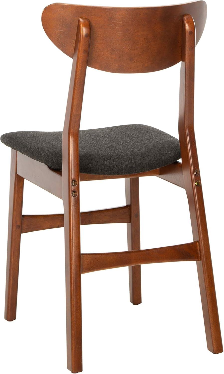 Walnut Finish Dining Chairs With Black Cushions Set Of 2